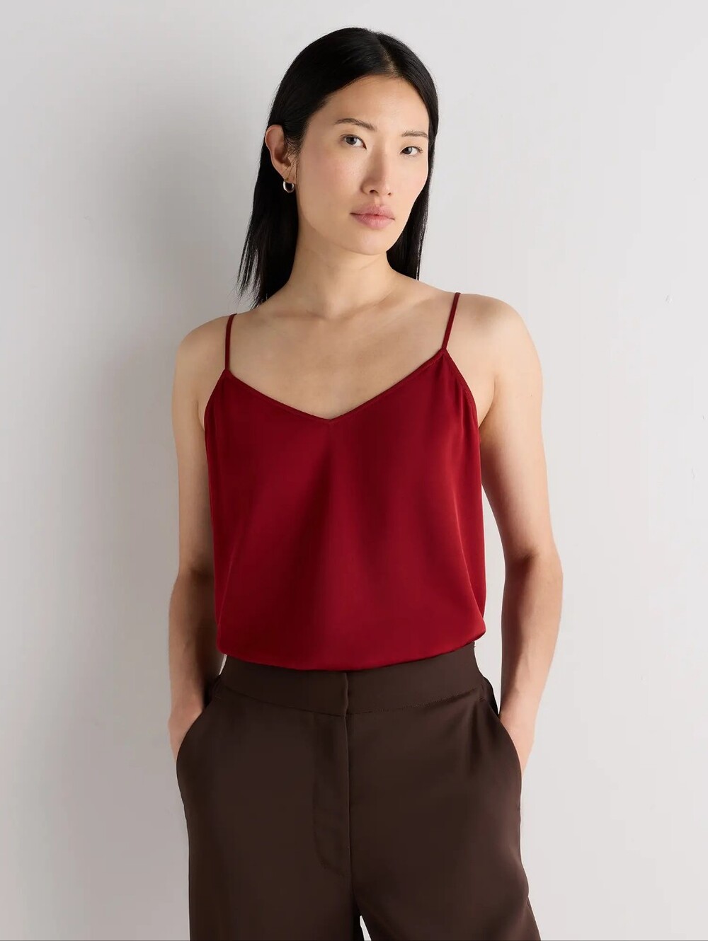 Quince Womans Washable Stretch Silk V-Neck Cami Tank Top